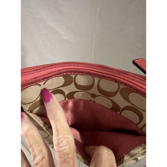 Coach Pink Tan Crossbody Bag Some Stains As Is 7.5 X9 - Picture 13 of 16